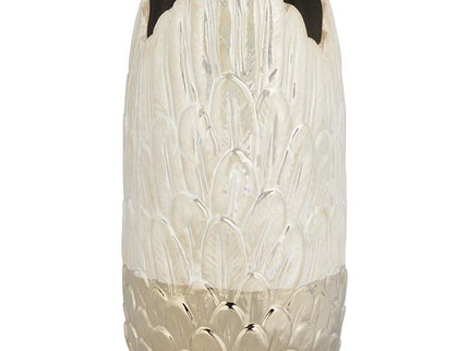 Spar 12" High Shiny Pearlized White Gold Decorative Vase