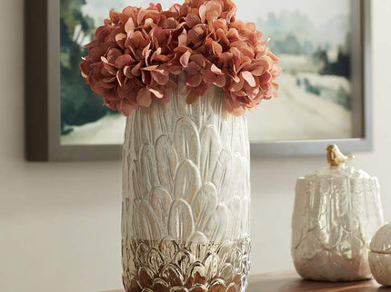 Spar 12" High Shiny Pearlized White Gold Decorative Vase