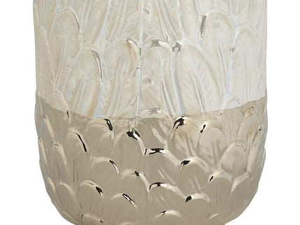 Spar 12" High Shiny Pearlized White Gold Decorative Vase