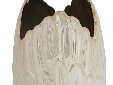 Spar 12" High Shiny Pearlized White Gold Decorative Vase