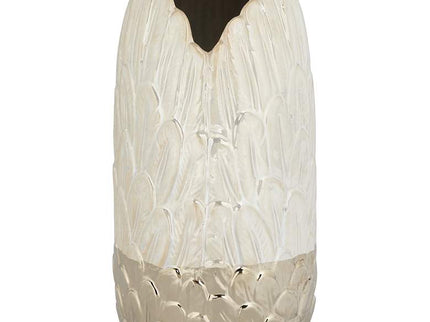 Spar 12" High Shiny Pearlized White Gold Decorative Vase