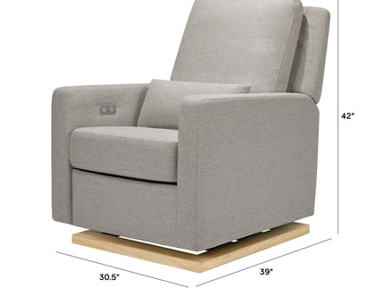 M23085PGEWLB,Babyletto,Sigi Glider Recliner w/ Electronic Control and USB in Performance Grey Eco-Weave w/Light Wood Base