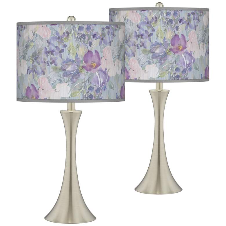 Spring Flowers 26 1/4"H Brushed Nickel Touch Table Lamps Set of 2