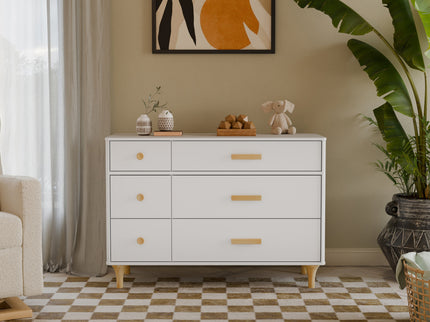 M9016WN,Babyletto,Lolly 6-Drawer Double Dresser  Assembled in White/Natural