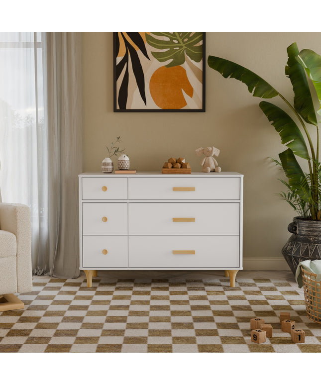 M9016WN,Babyletto,Lolly 6-Drawer Double Dresser  Assembled in White/Natural
