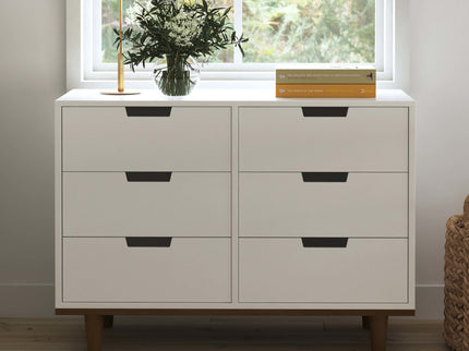 W4926WL,DaVinci,Marley 6-Drawer Double Dresser in White/Walnut