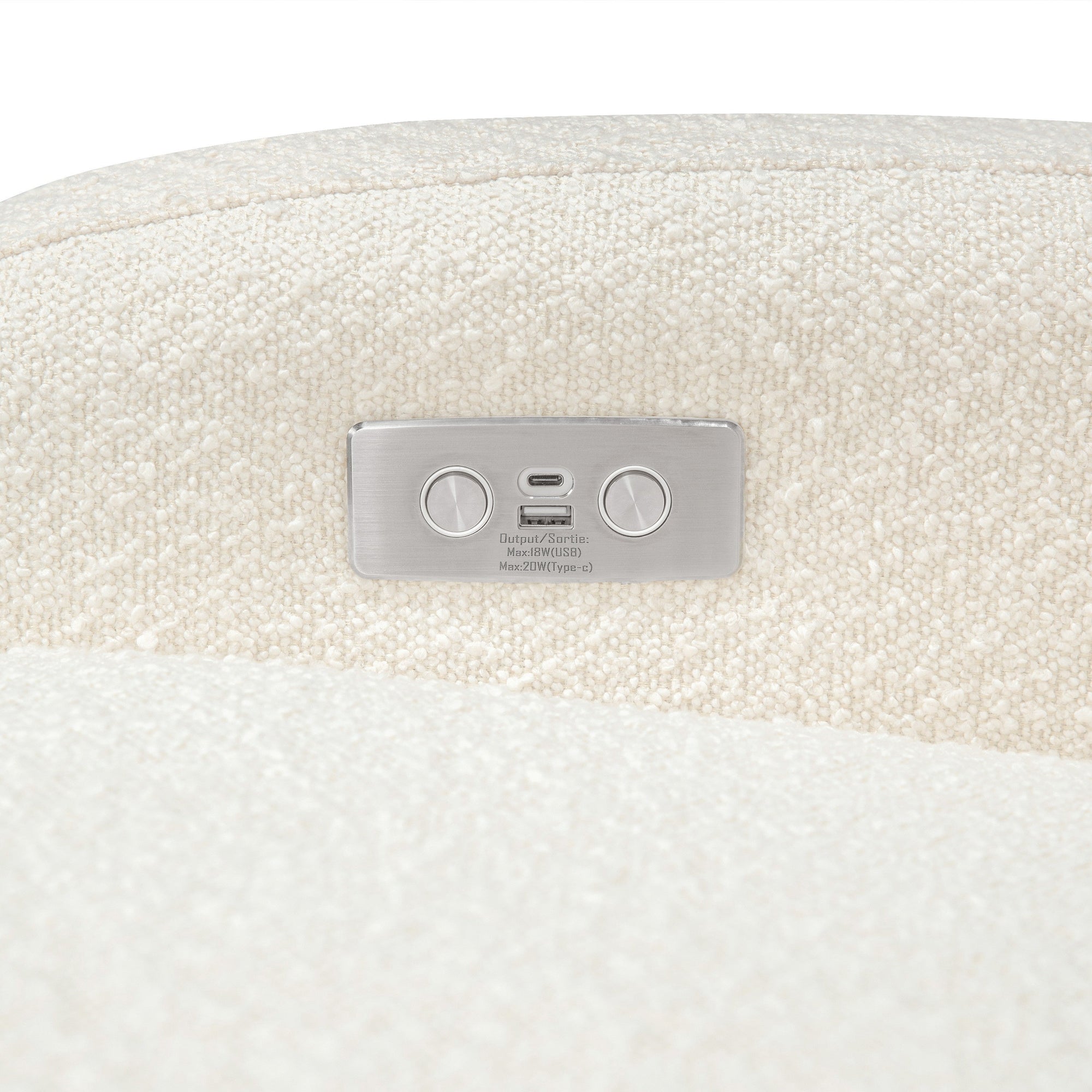M23188WBLB,Babyletto,Nami Glider Recliner w/ Electronic Control and USB in Ivory Boucle w/Light Wood Base