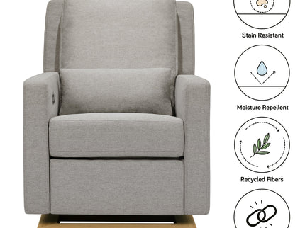 M23085PGEWLB,Babyletto,Sigi Glider Recliner w/ Electronic Control and USB in Performance Grey Eco-Weave w/Light Wood Base