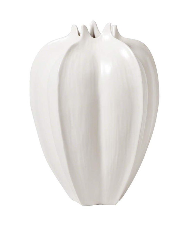 Star Fruit Large Matte White 13" High Ceramic Vase
