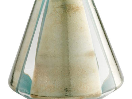 Star Gate Medium 11" High Green and Golden Glass Vase