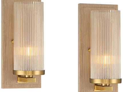 Stiffel Palais 12 1/2" High Gold and Wood Wall Sconce Set of 2
