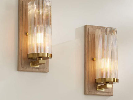 Stiffel Palais 12 1/2" High Gold and Wood Wall Sconce Set of 2