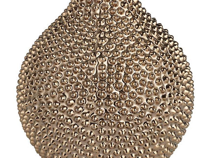 Studio 55D 8" High Glossy Brass Textured Ceramic Vase