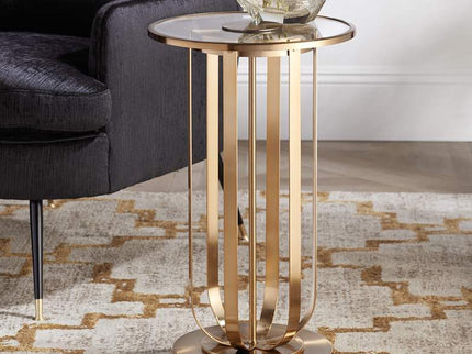 Studio 55D Blaine 14" Wide Modern Gold Metal and Glass Accent Table