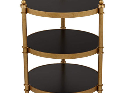 Studio 55D Cason 18 3/4" Wide Black and Gold Round 3-Tier Side Table