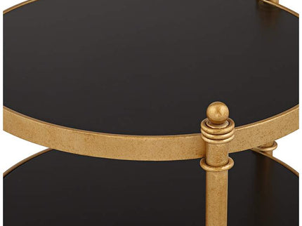 Studio 55D Cason 18 3/4" Wide Black and Gold Round 3-Tier Side Table