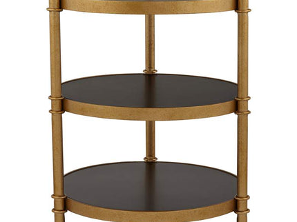 Studio 55D Cason 18 3/4" Wide Black and Gold Round 3-Tier Side Table