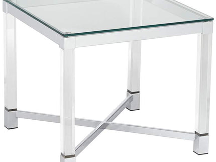 Studio 55D Jenna 22" Square Modern Acrylic and Glass Top Accent Table