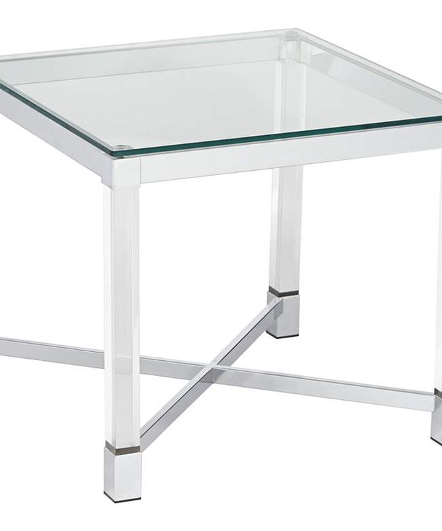 Studio 55D Jenna 22" Square Modern Acrylic and Glass Top Accent Table