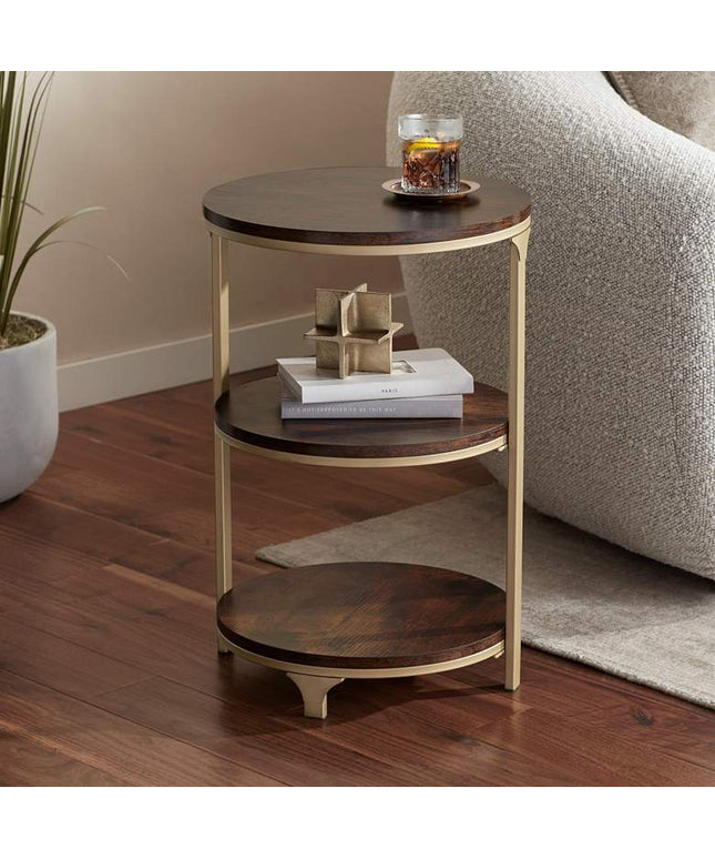 Studio 55D Keanu 15 1/4" Wide Light Bronze 3 Tier Side Table