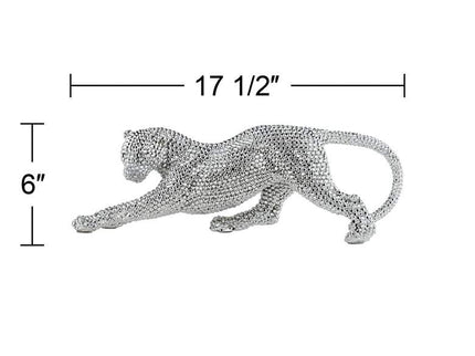 Studio 55D Silver Prowling Leopard 17 1/2" Wide Accent Sculpture
