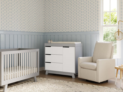 M4223GW,Babyletto,Hudson 3-Drawer Changer Dresser w/Removable Changing Tray in Grey/White