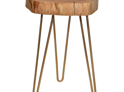 Suri 22" Wide Natural Wood and Gold Accent Table