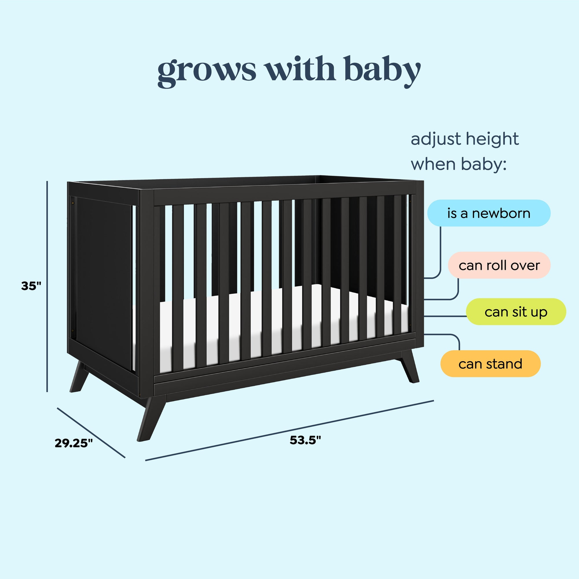 M22501E,DaVinci,Otto 3-in-1 Convertible Crib in Ebony
