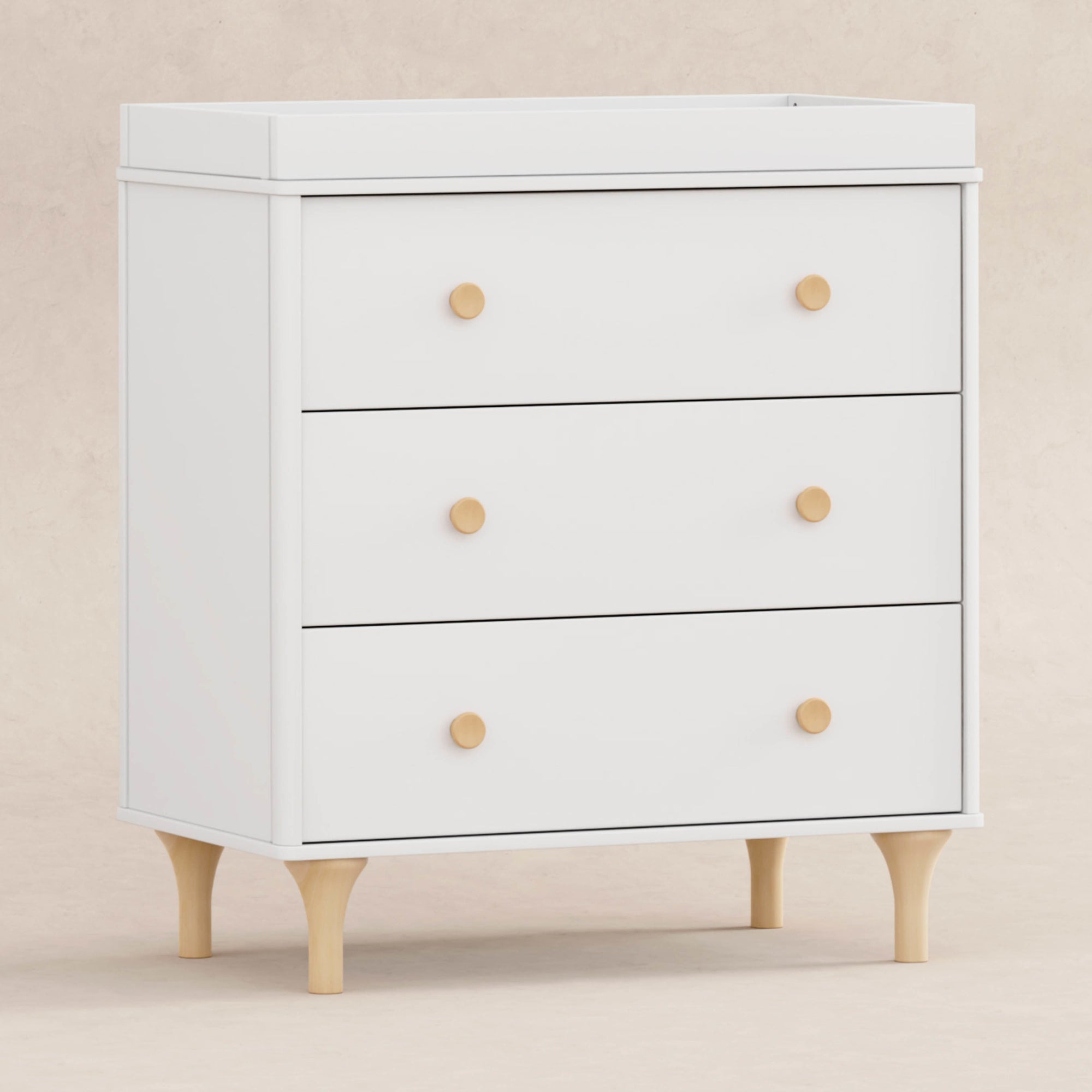 M9023WN,Babyletto,Lolly 3-Drawer Changer Dresser w/Removable Changing Tray in White/Natural