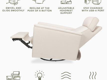 M17183PCMEW,Namesake,Willa Deluxe Power Glider Recliner w/Heat&Massage in Performance Cream Eco-Weave