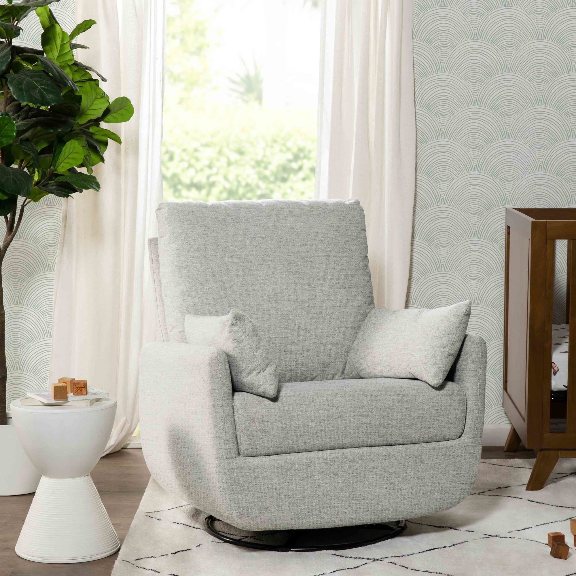 M24587FTG,DaVinci,Juno Swivel Glider in Frost Grey