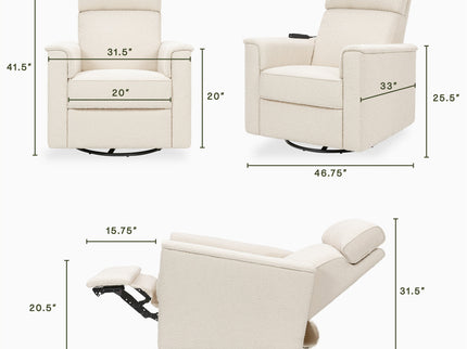 M17183PWB,Namesake,Willa Deluxe Power Glider Recliner w/Heat&Massage in Performance Ivory Boucle