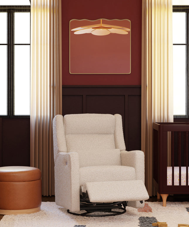 M11286AT,Babyletto,Kiwi Plus Power Glider Recliner w/ Power Headrest in Almond Teddy Loop