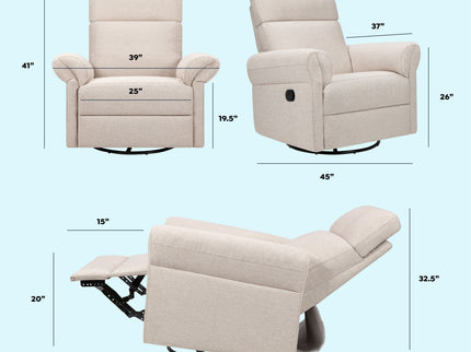 M24386BH,DaVinci,Suzy Flex Swivel Recliner w/ Adj. Arms & Headrest in Beach