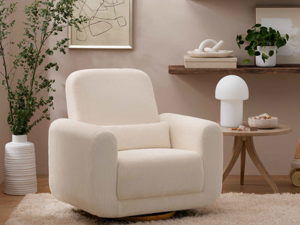 M10287YCLB,Babyletto,Tuba Glider in Ivory Corduroy with Light Wood Base