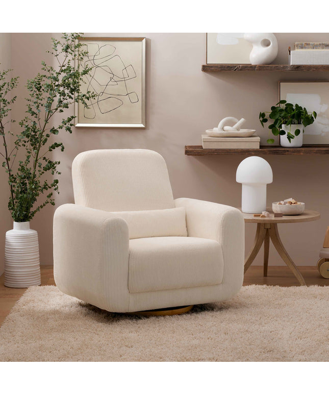 M10287YCLB,Babyletto,Tuba Glider in Ivory Corduroy with Light Wood Base