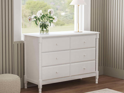M7326W,DaVinci,Jenny Lind Spindle 6-Drawer Dresser in White