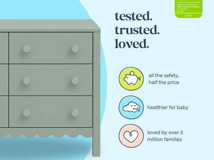 M27826LS,DaVinci,Sammy Scallop 6-Drawer Dresser in Light Sage