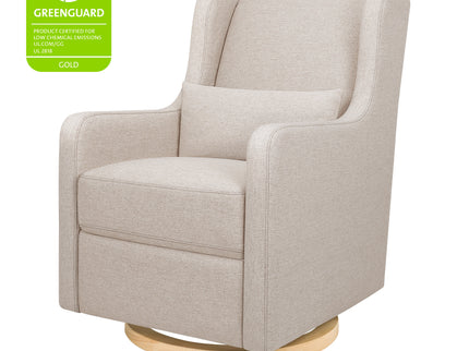 M22187PBEWLB,Babyletto,Wally Swivel Glider in Performance Beach Eco-Weave w/ Light Wood Base