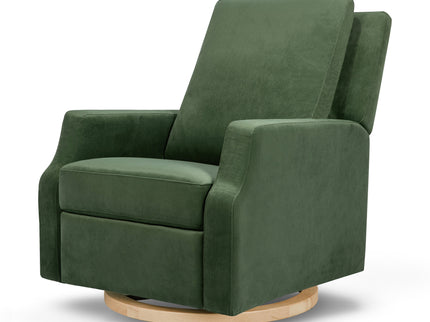 M22287FGVLB,Namesake,Crewe Recliner and Swivel Glider in Forest Green Velvet w/Light Wood Base