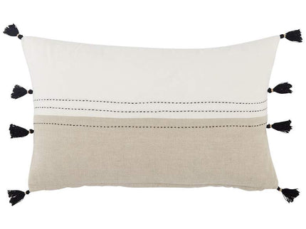 Taiga Yamanik White and Beige Stripes 21"x13" Throw Pillow