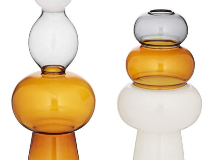 Tanger 10 1/4" Triple Amber Glass Vase Set of 2