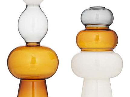 Tanger 10 1/4" Triple Amber Glass Vase Set of 2