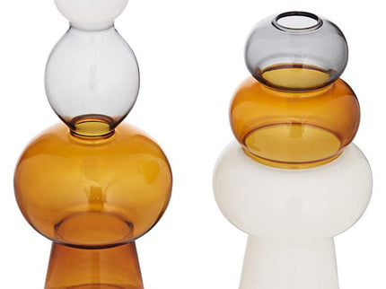 Tanger 10 1/4" Triple Amber Glass Vase Set of 2