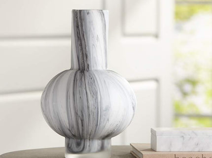 Taos Matte Black & White 11 3/4"H Decorative Vase