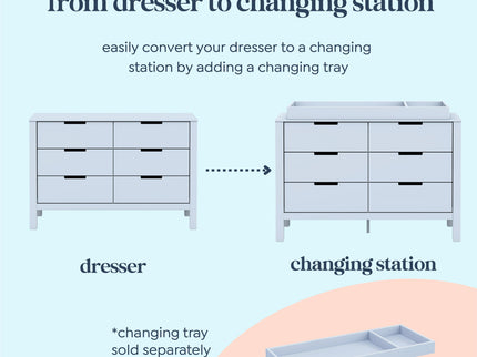 F11926PB,Carter's,Colby 6-Drawer Double Dresser in Powder Blue