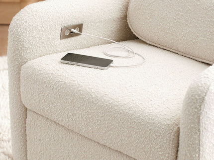 Arc Electronic Recliner and Swivel Glider in Boucle with USB port
