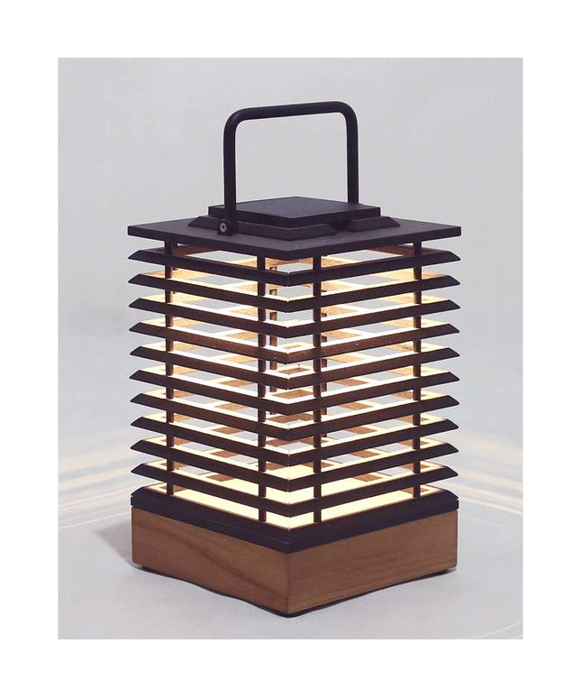Tekura 20"H Teak Wood Motion Sensor Outdoor Solar Lantern