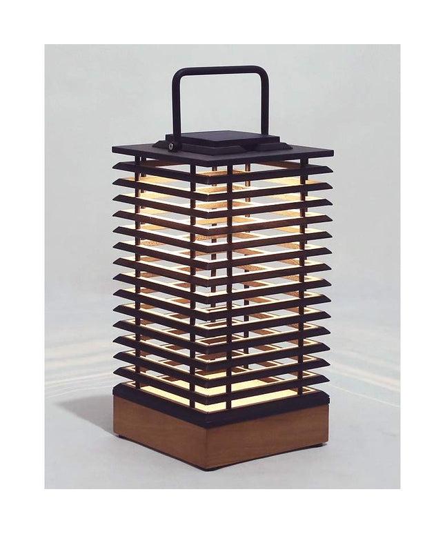 Tekura 23 1/2" High Teak Wood Motion Sensor Solar Lantern