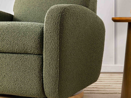 M23188OBLB,Babyletto,Nami Glider Recliner w/ Electronic Control and USB in Olive Boucle w/Light Wood Base